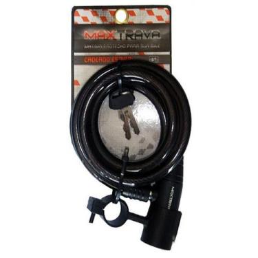 Imagem de Cadeado Cabo Aço 1,5mx12mm Chave Preto - MAXTRAVA