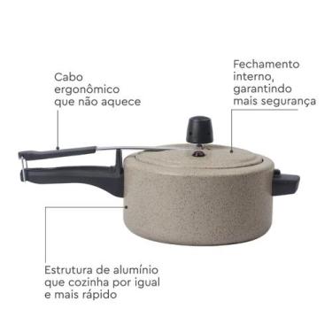 Imagem de Panela de Pressão Brinox Vapt Antiaderente Ceramic Life 3 Litros Ø20cm