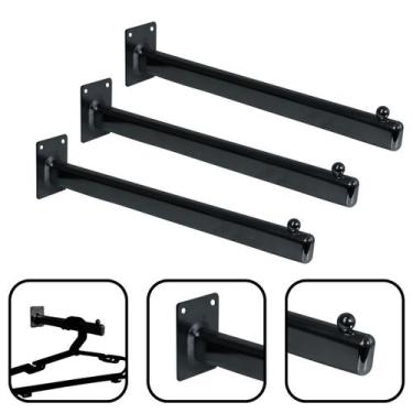 Imagem de Kit 3 Arara De Parede Cabideiro Com Esfera Reta 40cm Preto - Instaloja