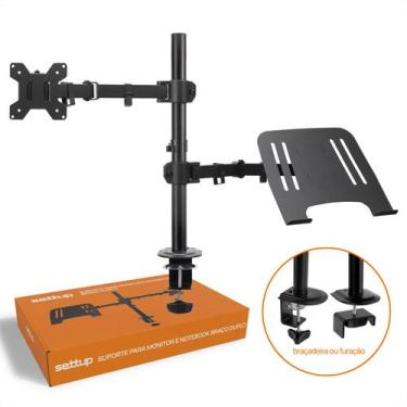 Imagem de Suporte Duplo Articulado De Mesa Monitor E Notebook mySettup, Preto