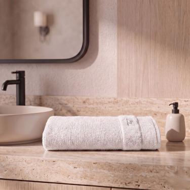 Imagem de Toalha de Rosto Maria Tereza 46x80CM 100% Algodão 410g-m2 Macia e Absorvente Branco LM Peter