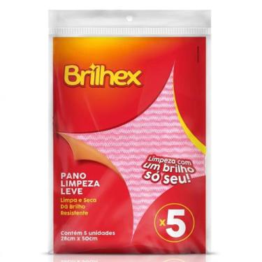 Imagem de Pano de Limpeza Brilhex Multiuso 28x50 cm Kit com 5 Unidades Absorvent