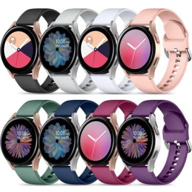 Imagem de Maledan Pacote com 8 pulseiras compatíveis com Samsung Watch 7, 6, 5, 4 de 40 mm e 44 mm, Galaxy Watch 5 Pro de 45 mm/Galaxy Watch 4 6 Classic de 42 mm, 46 mm, 43 mm e 47 mm/Watch 3, acessórios de