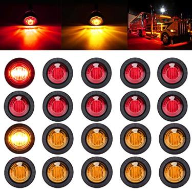 Imagem de PSEQT Luzes LED de 3/4 polegadas, indicadores de folga lateral, luz traseira à prova d'água para trailer, caminhão, ônibus, van, caminhonete, caminhonete, trailer, Wrangler ATV UTV Boat(10 peças