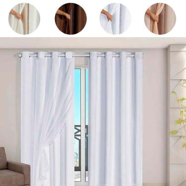 Imagem de Cortina Blackout Pvc com Voil Tecido 2,8 M X 1,6 M em 4 Opções de Cores - Casa Dona