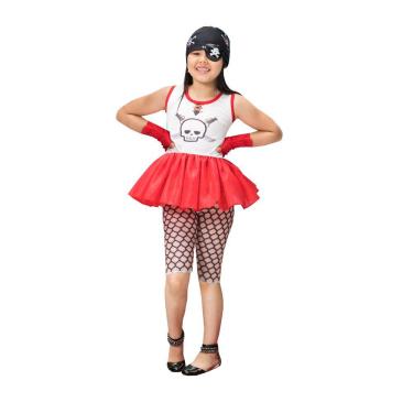 Imagem de Fantasia Pirata Infantil Menina Carnaval + Luvas e Tapa Olho