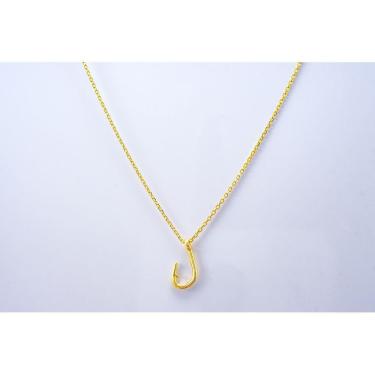 Imagem de Cordão com Pingente Anzol em Corrente Cartier Banhado a Ouro 18K