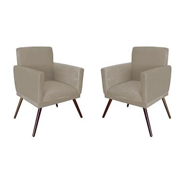 Imagem de Kit 2 Poltronas Decorativa Nina Rodapé Suede Bege - DS Estofados