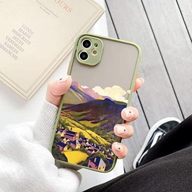 Imagem de Estética arte pintada à mão padrão montanha cenário capa de telefone para iphone x xr xs max 7 8 plus se 2020 11 12 13 pro max capa, matcha sjfj 1, para iphone12 pro max