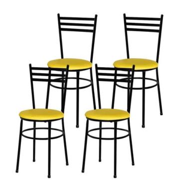 Imagem de Jogo 4 Cadeiras Para Cozinha Epoxi Preta - Lamar Design