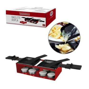 Imagem de Raclete Dupla Aparelho de Fondue para Queijo Vermelha 13 Peças