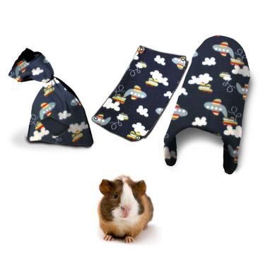 Imagem de Enxoval para Porquinho da Índia Acessórios para Cercado com Toca Porta Feno e Rede