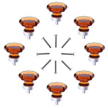 Imagem de YUREY Puxadores de armário de vidro pacote com 8, puxadores de gaveta de cristal de 35 mm puxadores de cômoda de , puxadores de gaveta para gavetas de cômoda e cozinha, armários de banheiro, decoração de luxo de escritório (8, âmbar)