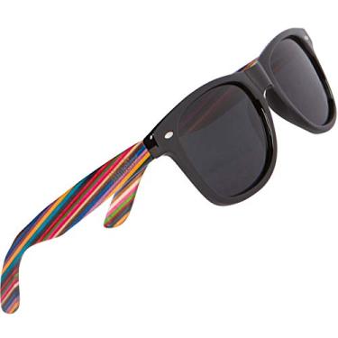 Imagem de Woodies Óculos de sol de madeira arco-íris polarizados para homens e mulheres | Lentes polarizadas pretas e armação de madeira real | 100% de proteção contra raios UVA/UVB, Preto, M