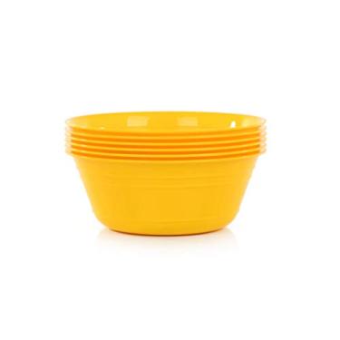 Imagem de Conjunto de tigelas para lanche Mintra Home (6 unidades pequenas, 600 ml, amarelo) para crianças, festa, servir, uso diário, festas de aniversário, cereal, saladas, pratos laterais, doces, sobremesa, livre de BPA, pode ser lavado na lava-louças.