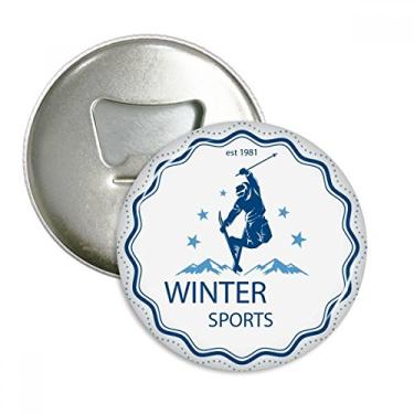 Imagem de Conjunto de esqui para esportes de inverno em aquarela, abridor de garrafas, ímã de geladeira, emblema multifuncional