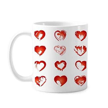 Imagem de Caneca de cerâmica com desenho vermelho de corações do dia dos namorados xícara de porcelana de café