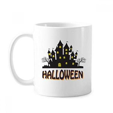 Imagem de Caneca castelo de terror Happy Halloween cerâmica xícara de café porcelana louça