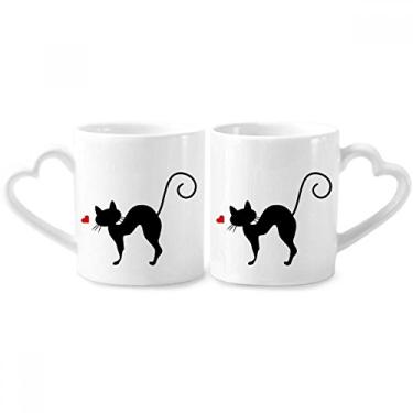 Imagem de Conjunto de canecas de porcelana para casais, animais em forma de coração, coração