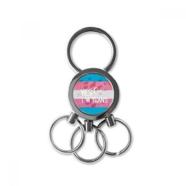 Imagem de Chaveiro Yes I'm Trans LGBT Support aço inoxidável metal chaveiro chaveiro carro chaveiro clipe presente, Multicor