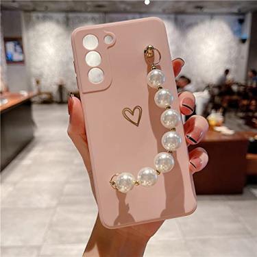 Imagem de Capa de telefone de pulseira de pérola para Samsung S22 Note 20 Ultra S21 Plus S20 FE A52 A72 A12 A42 A32 A51 A71 Glitter Love Capa de Silicone, Rosa, Para A30S