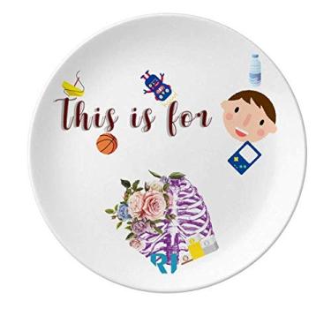 Imagem de Prato de porcelana com corpo torácico canelado com flores prato redondo para jantar masculino