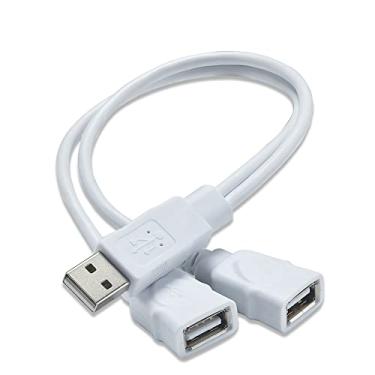 Imagem de Vrllinking Divisor de cabo de extensão USB, macho para 2 fêmeas duplas Y hub adaptador de extensão de cabo de alimentação, aplicável a dispositivos de baixa potência (dados e para carregamento, não