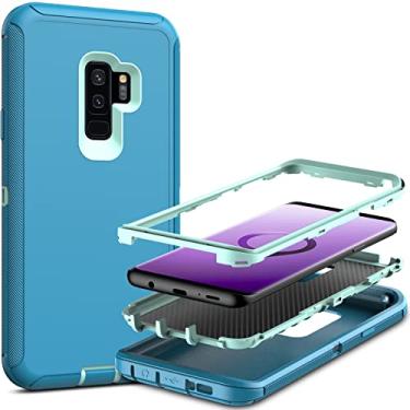 Imagem de Capa para Samsung Galaxy S9 Plus, capa protetora resistente para Samsung S9 Plus (sem protetor de tela), capa de telefone 3 em 1 à prova de poeira e choque para Samsung Galaxy S9 Plus, menta/verde marinho