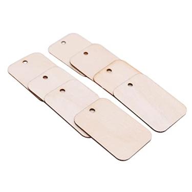 Imagem de LUGU 50 peças de madei ina ada fatia de madei em forma de retângulo com furo e pa DIY etiqueta de presente deco ção de festa de casamento etiqueta pendu da projeto de artesanato deco ção