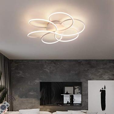 Imagem de Lâmpada de teto LED 72W regulável em anel moderno com design de flores Lustre de alumínio para quarto, sala de jantar, cozinha, escritório, luminária de quarto Ø60CM [Classe de energia A++],Branco