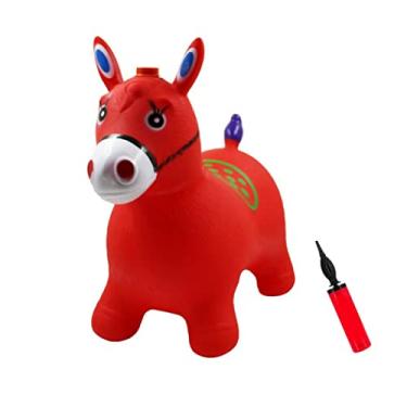 Imagem de Cavalinho Upa Upa Brinquedo Inflável Pula Pula Musical C/Luz Led E Bomba De Encher Laranja