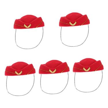 Imagem de ABOOFAN 5 Unidades capuz vermelho chapéu de vaqueira vermelho chapéus brinquedos para meninas 8-10 garota uniforme boné aeromoça dia das Bruxas Boinas sentido Presente mulheres roupas