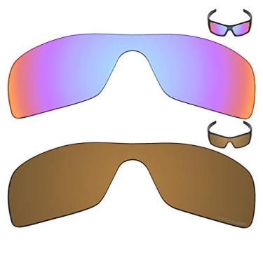 Imagem de Mryok+ 2 pares de lentes polarizadas de substituição para óculos de sol Oakley Batwolf – rosa cobalto/bronze dourado
