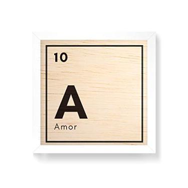 Imagem de Arte Maníacos Quadro decorativo com moldura caixa branca em Madeira - Amor Elemento - 30x30cm
