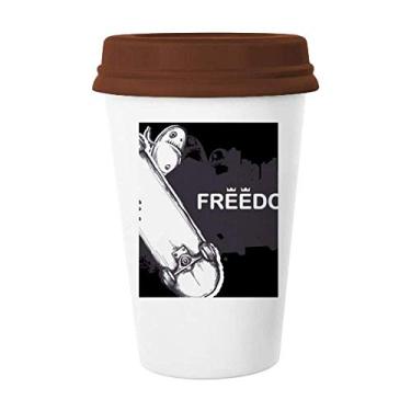 Imagem de Caneca de cerâmica Hip-Hop Freedom Skateboard com estampa de monstro e copo de café