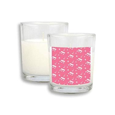 Imagem de Notas musicais diagonais rosa e branco, cera de incenso perfumada de vidro