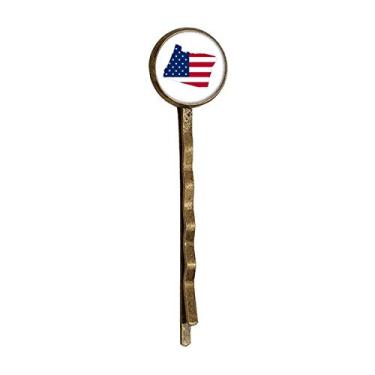 Imagem de Oregon USA Map Stars Stripes Flag Retro Metal Hair Bobby Pin Headwear