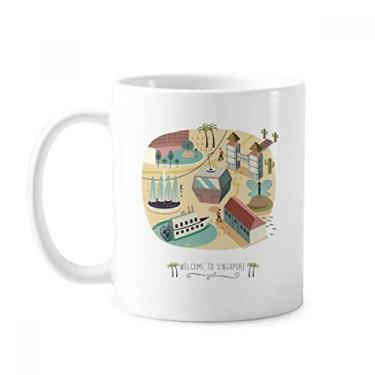 Imagem de Caneca clássica de carro de cabo de parque temático Cingapura Caneca de cerâmica branca presente com alças 350 ml