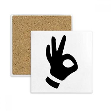 Imagem de OK Gesto Padrão Quadrado Porta-copos Porta-copos Caneca Suporte Subplaca Pedra de Isolamento
