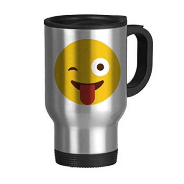 Imagem de Caneca de viagem Blink Smile Face Ilustration Pattern Flip Lid Aço inoxidável Cup Car Tumbler Thermos
