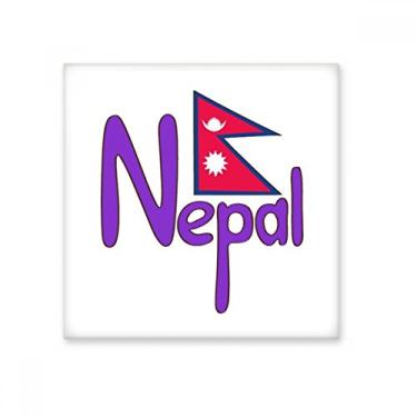 Imagem de Bandeira nacional do Nepal vermelha e roxa padrão azulejo brilhante decalque de pedra adorna tijolo vitrificado