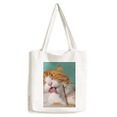 Imagem de Bolsa de lona com listras amarelas para gatos e animais de estimação, bolsa de compras casual