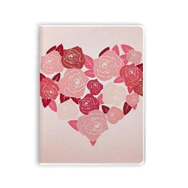Imagem de Caderno de Dia dos Namorados com rosas em formato de coração, capa macia