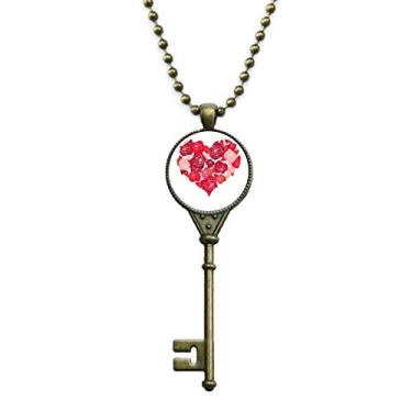 Imagem de DIYthinker Colar com pingente rosa em forma de coração com rosas para o Dia dos Namorados