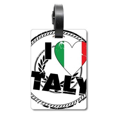 Imagem de I Love Italy Palavra Bandeira Love Heart Pattern Mala Etiqueta Cartão de Bagagem Scutcheon Etiqueta