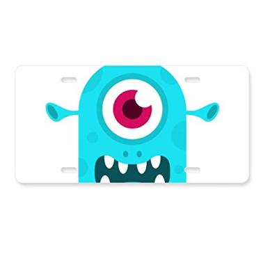 Imagem de DIYthinker Placa de licença Alien Blue Cyclops Universo e Alienígena Decoração de aço inoxidável Automobile Tag