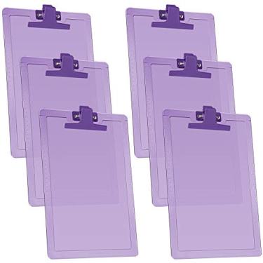 Imagem de Acrimet Clipboard Letra tamanho A4 (13 3/8" x 9 7/16") Clipe de metal premium com réguas laterais (plástico) (cor roxa) (pacote com 6)
