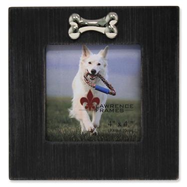 Imagem de Lawrence Frames Moldura de cachorro lavável com ornamento de osso, 10 x 10 cm, preta