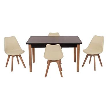 Imagem de Conjunto Mesa de Jantar Luiza 135cm Preta com 4 Cadeiras Leda - Nude