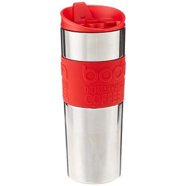 Imagem de Bodum 11057-294BUS Prensa de viagem para café e chá, prensa de viagem isolada de aço inoxidável, 425 g, vermelha